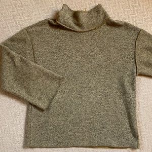 Mustard yellow black easy-care marled mock neck sweater sweatshirt Size M